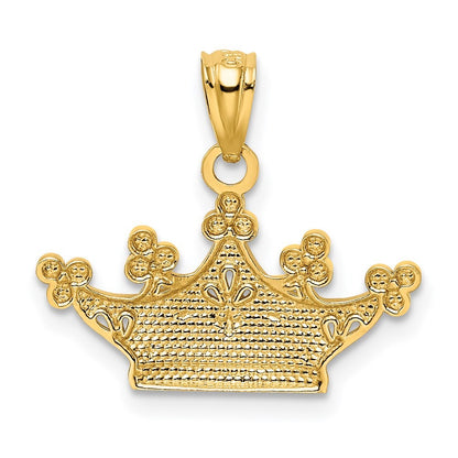 14k Yellow Gold and White Rhodium Crown Pendant