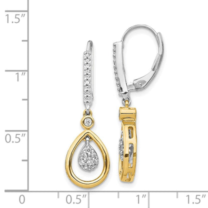 14k Two-Tone Gold Oval Cluster Diamond Leverback Drop & Dangle Earrings
