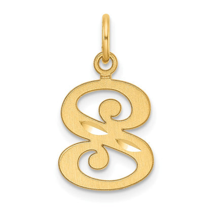14k Yellow Gold Diamond-cut Letter S Initial Charm Pendant for Women