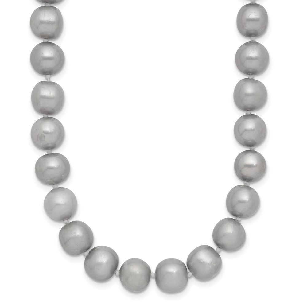 14k Yellow Gold 8-9mm Grey Near Round Freshwater Cultured Pearl 16 inch Necklace