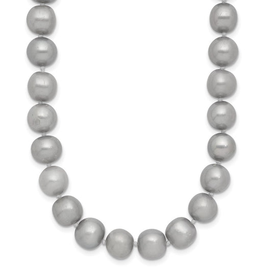14k Yellow Gold 8-9mm Grey Near Round Freshwater Cultured Pearl 16 inch Necklace