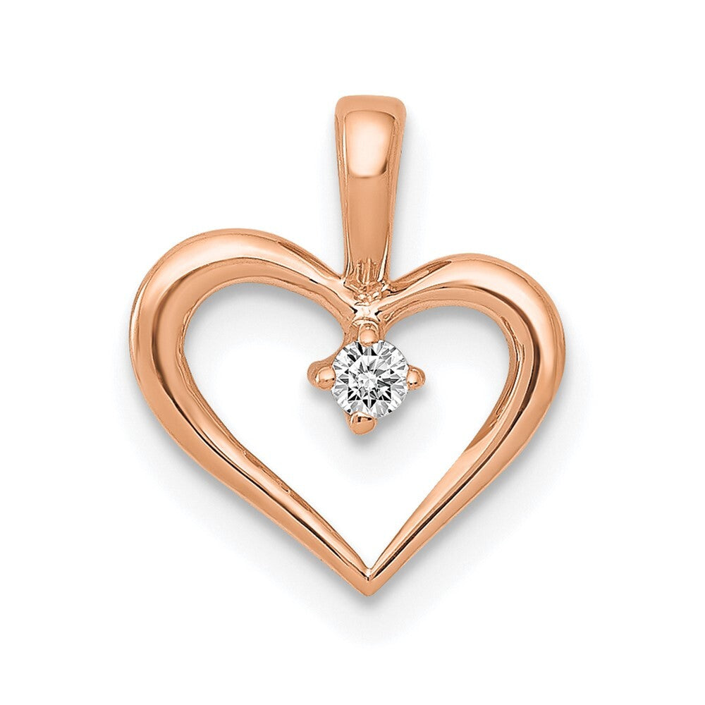 14k Rose Gold AA .02ct. Diamond Heart Pendant for Women
