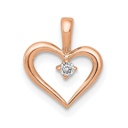 14k Rose Gold AA .02ct. Diamond Heart Pendant for Women