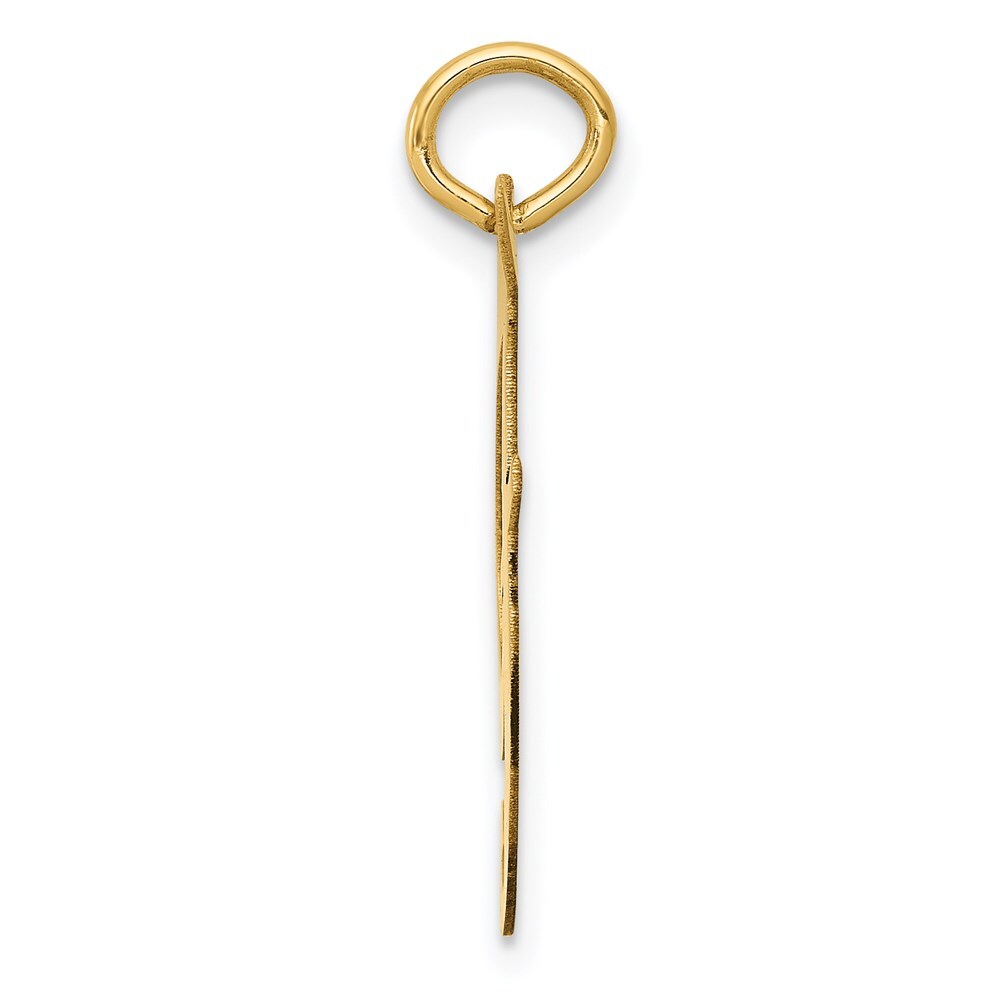 14k Yellow Gold Large Fancy Script Letter F Initial Charm Pendant for Women