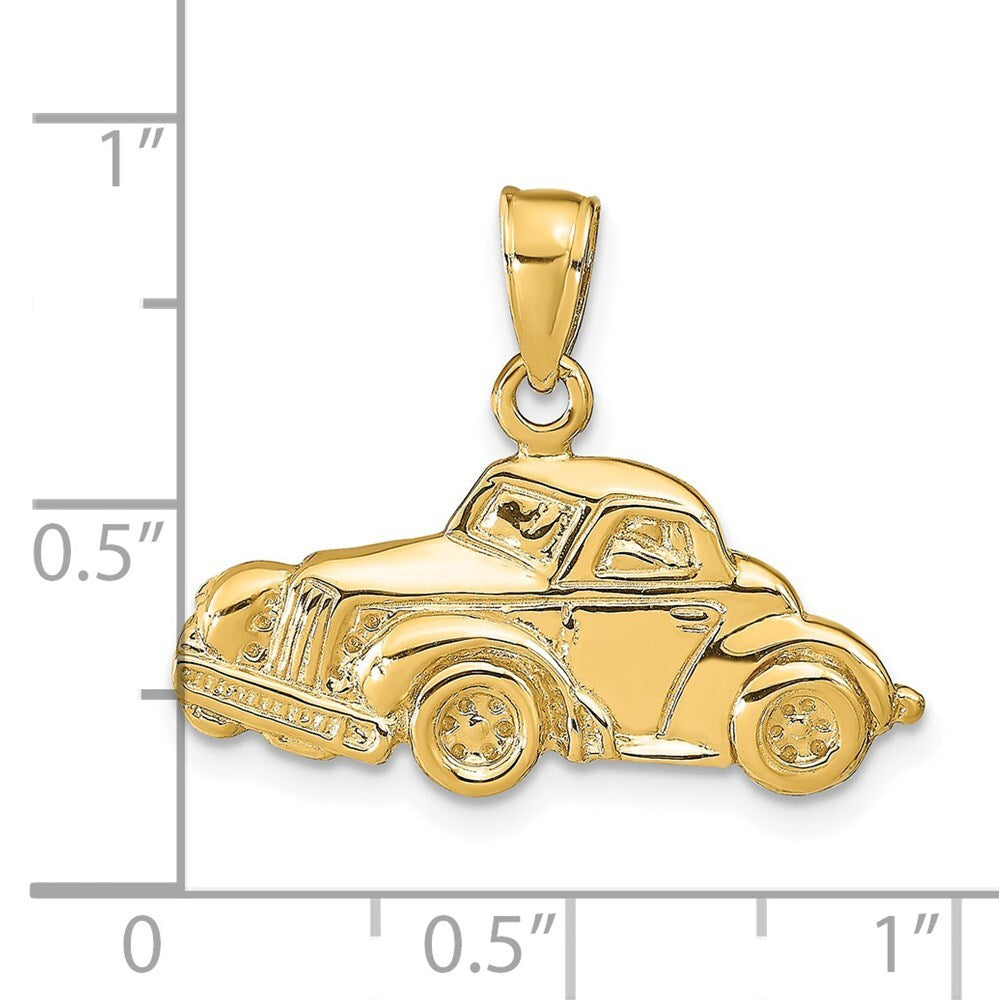 14k Yellow Gold Classic Antique Car Pendant for Women