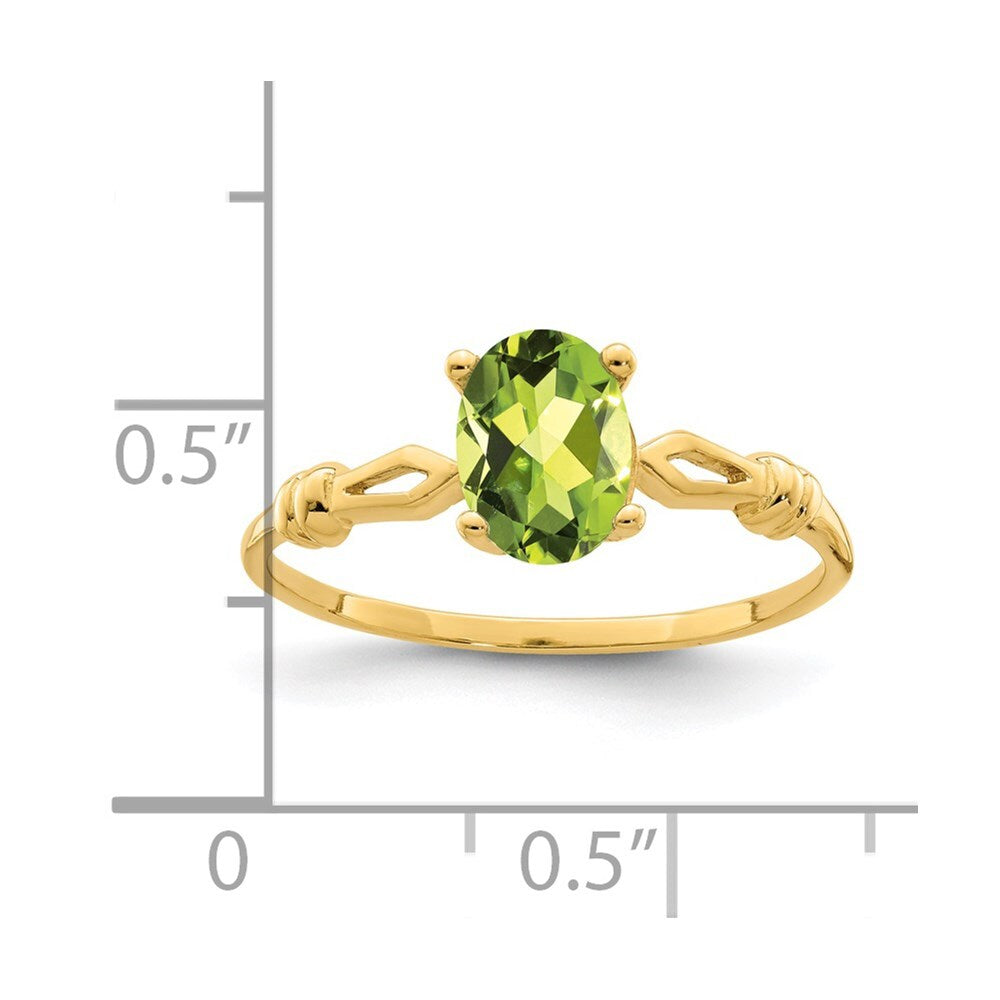 14K Yellow Gold 7x5mm Oval Peridot ring