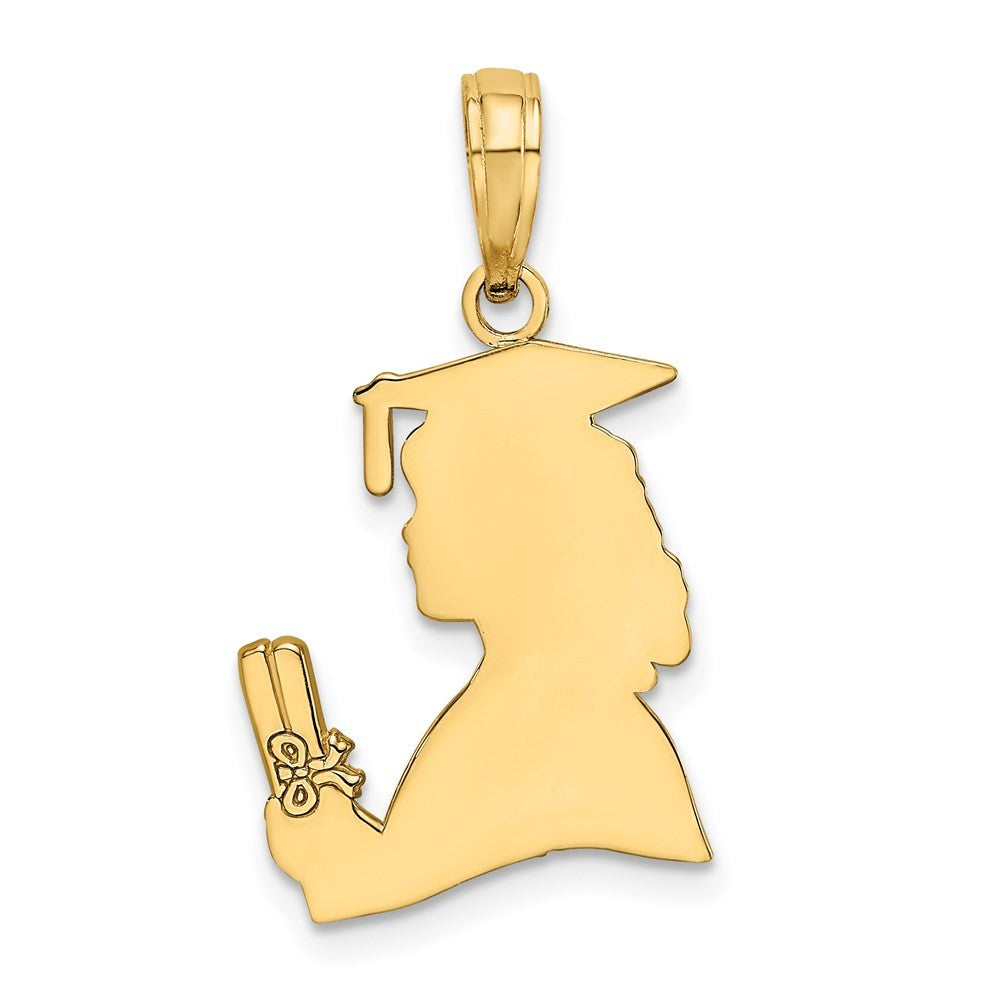 14k Yellow Gold Polished Female Graduation Profile with Diploma Charm