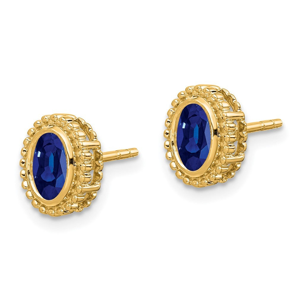 14k Yellow Gold Oval Sapphire Earrings