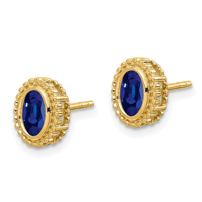14k Yellow Gold Oval Sapphire Earrings