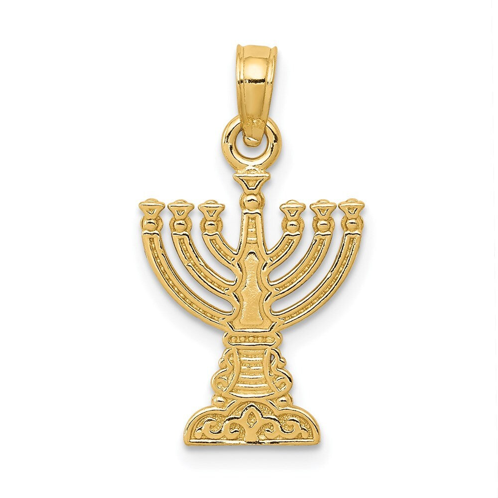 14k Yellow Gold Menorah Pendant for Women