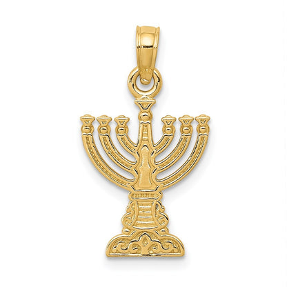 14k Yellow Gold Menorah Pendant for Women