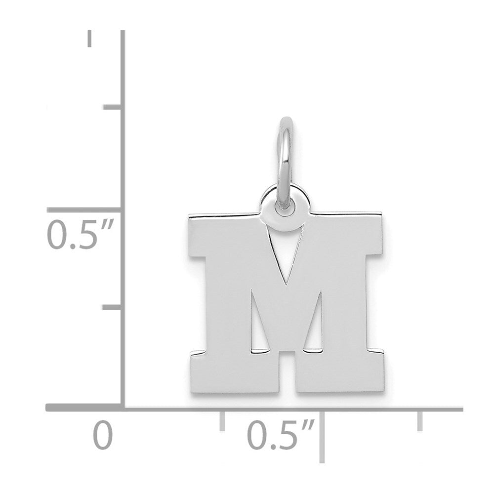 14k White Gold Small Block Letter M Initial Charm Pendant for Women
