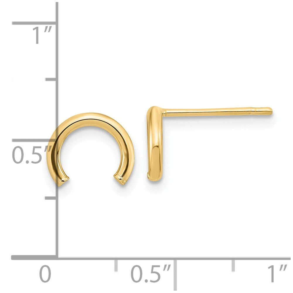 14k Yellow Gold Polished U Shape Tube Stud Earrings Gift for Women