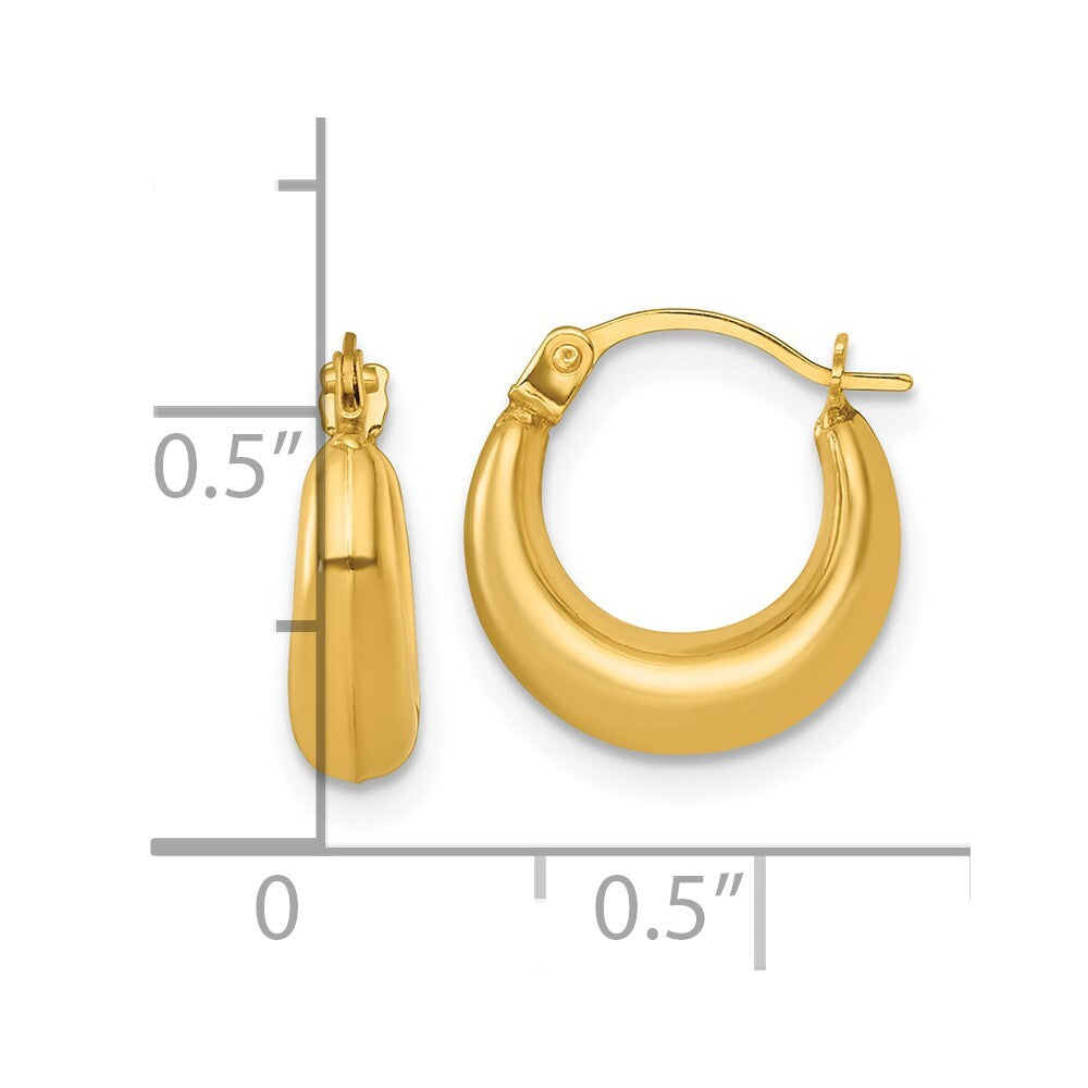 14k Yellow Gold Polished 3.8mm Hoop Earrings Gift for Women