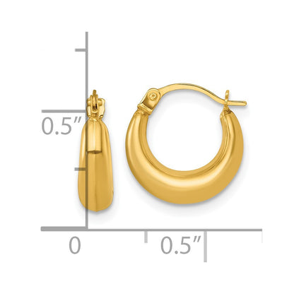 14k Yellow Gold Polished 3.8mm Hoop Earrings Gift for Women