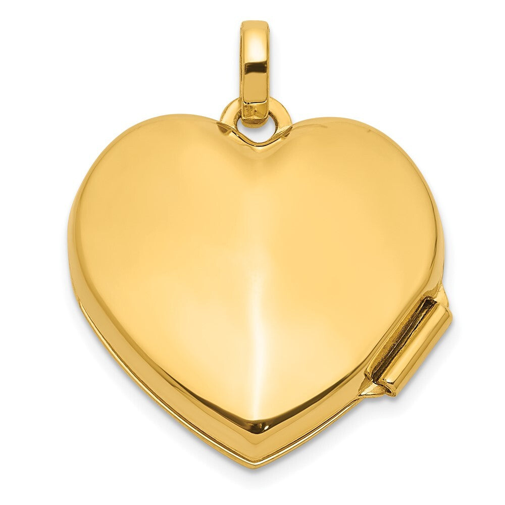 14k Yellow Gold White Rhodium Polished Textured Diamond 15mm Heart Locket