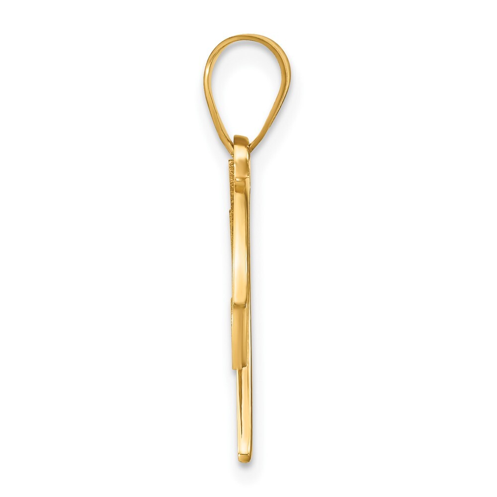 14k Yellow Gold Script Letter W Initial Pendant with Diamond for Women