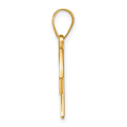 14k Yellow Gold Script Letter W Initial Pendant with Diamond for Women