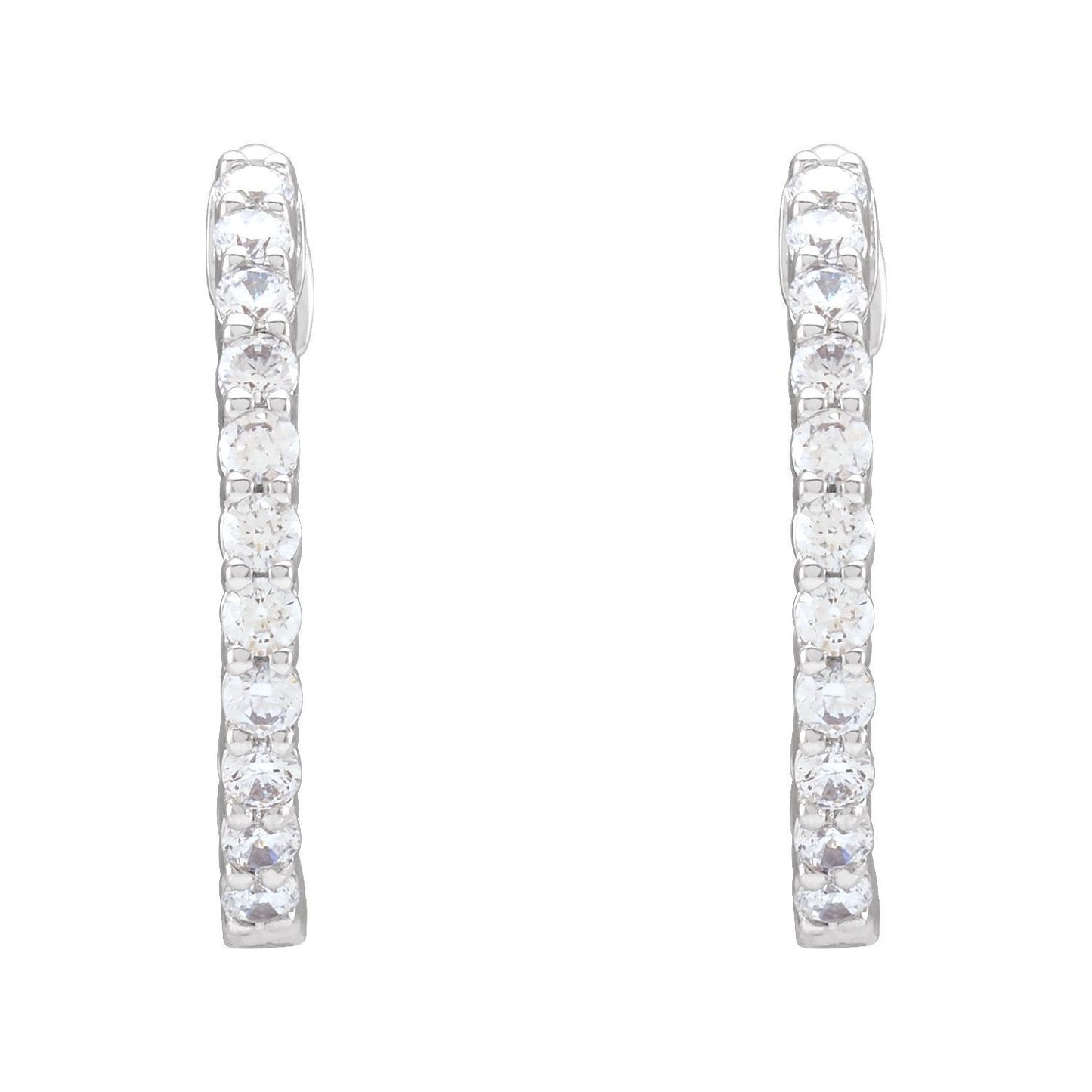 14k Gold 3/4Ct Lab-Grown Diamond Inside-Outside Hinged 17.2 mm Hoop Earrings