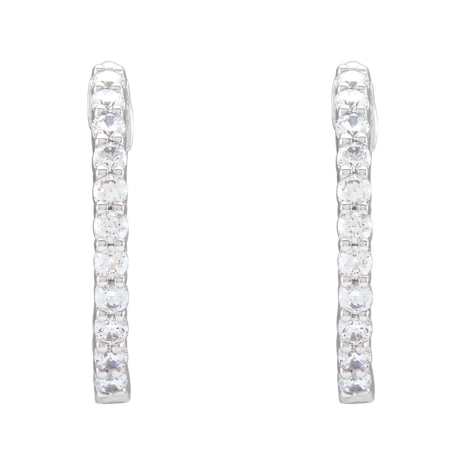 14k Gold 3/4Ct Lab-Grown Diamond Inside-Outside Hinged 17.2 mm Hoop Earrings