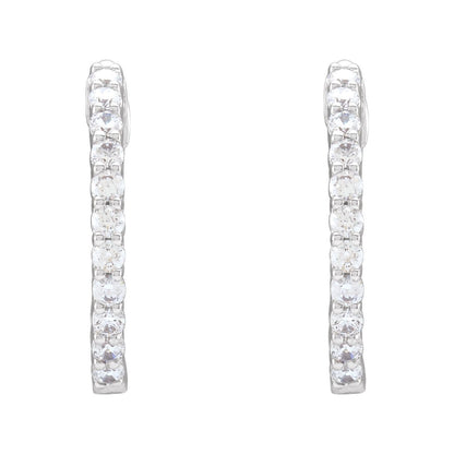 14k Gold 3/4Ct Lab-Grown Diamond Inside-Outside Hinged 17.2 mm Hoop Earrings