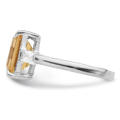 Sterling Silver Rhodium Citrine ring Size 7