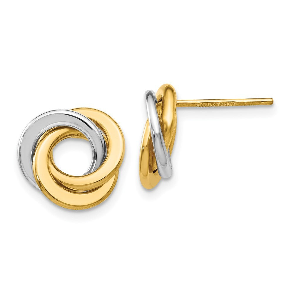 14k Two-tone Gold Polished Intertwined Circles Earrings