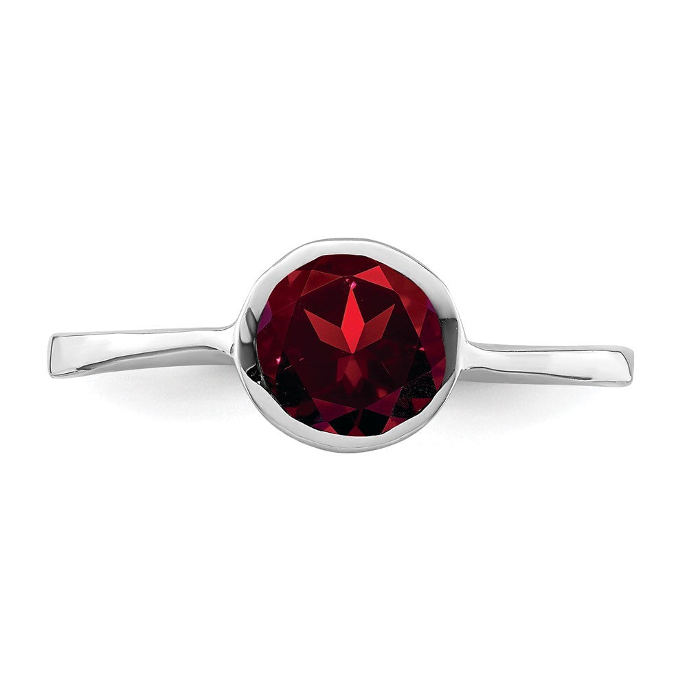 Sterling Silver Rhodium-plated Garnet Ring Size 7