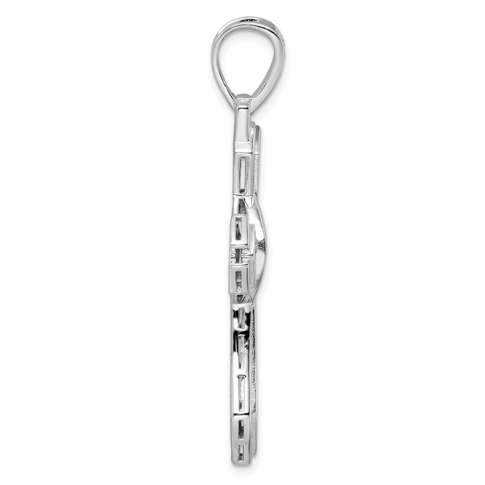 Sterling Silver Rhodium-plated Polished Cubic Zirconia Cross Pendant