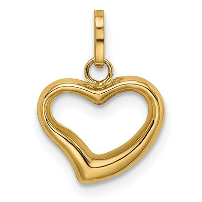 14k Yellow Gold Polished Cut-out Puffed Heart Charm Pendant for Women