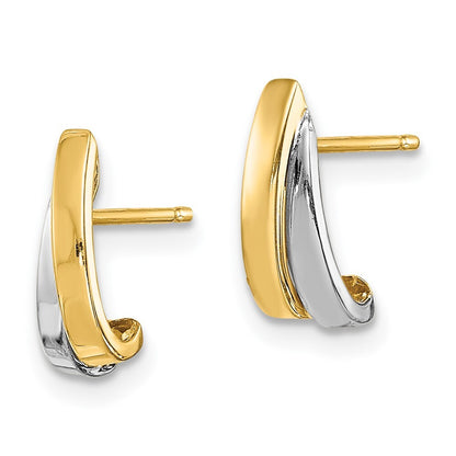 14k Yellow Gold Rhodium Stud Earrings Gift for Women