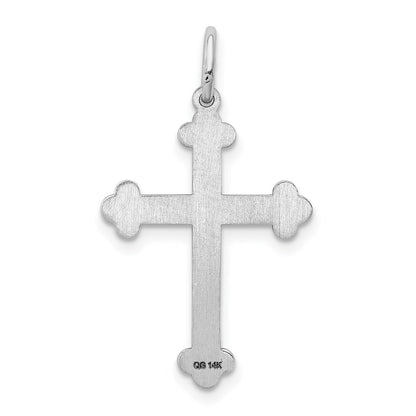 14k White Gold Laser Designed Cross Pendant for Women