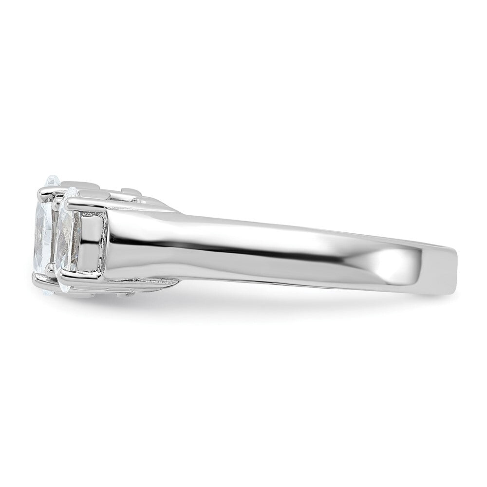 Sterling Silver Rhodium-plated 3 Stone Cubic Zirconia Ring Size 6