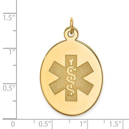 14k Yellow Gold 31x22mm Oval Non-enameled Medical Jewelry Pendant