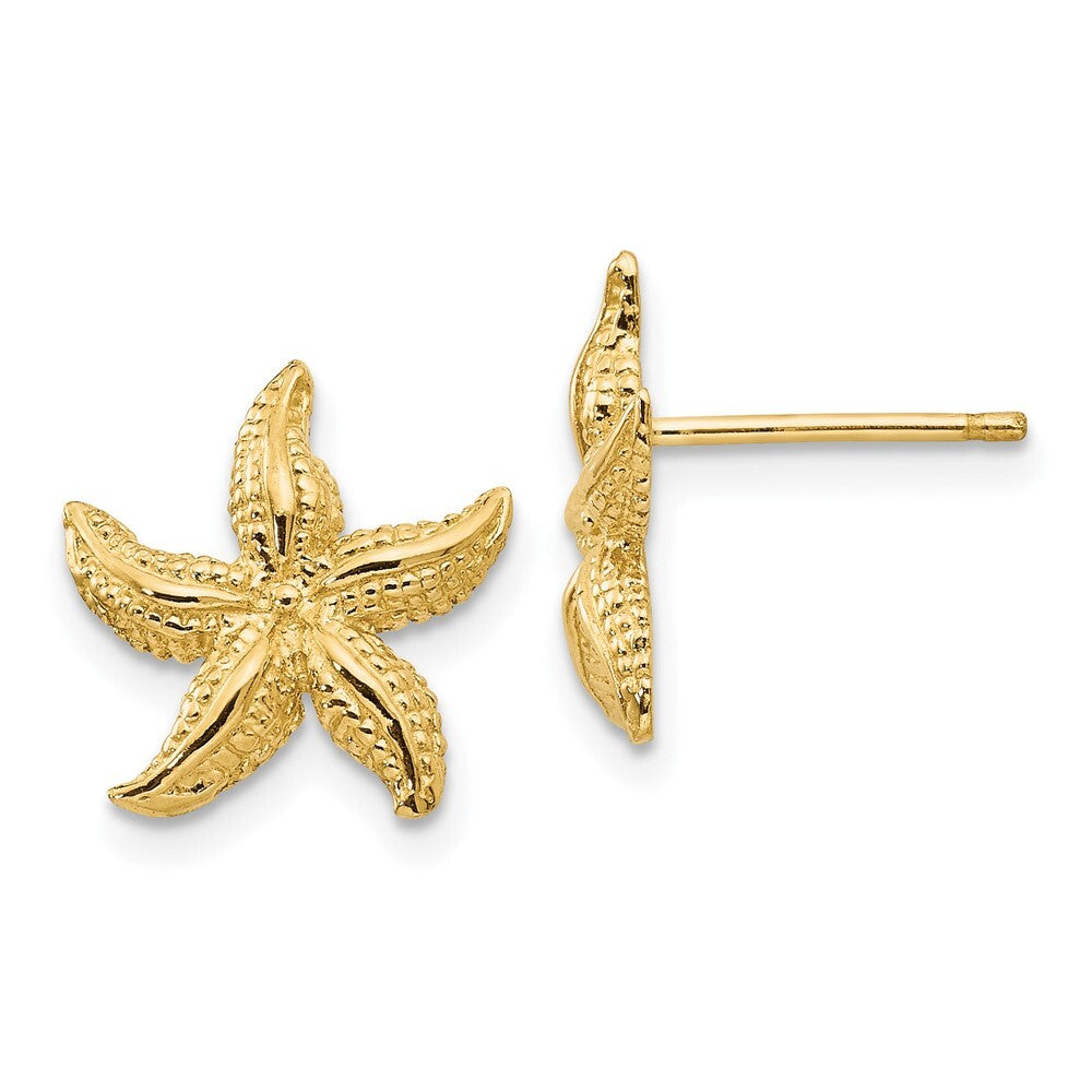 14k Yellow Gold Starfish Stud Earrings Gift for Women