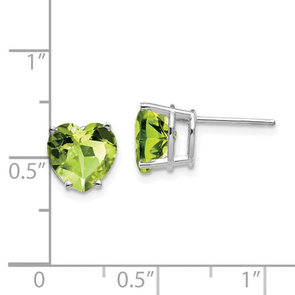 14k White Gold 8mm Heart Peridot earring Gift for Women