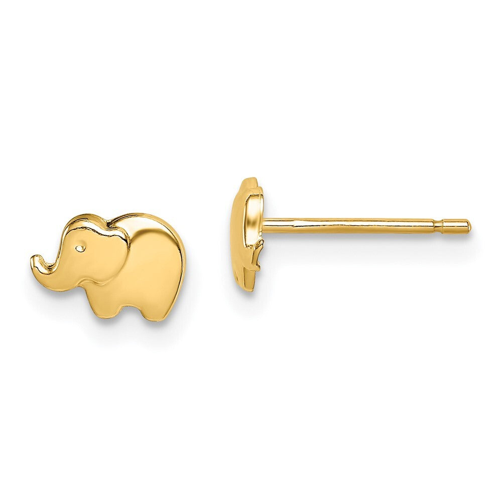 14k Yellow Gold Elephant Stud Earrings Gift for Women