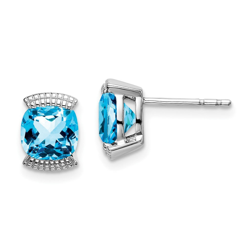 14k White Gold Blue Topaz Earrings