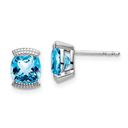 14k White Gold Blue Topaz Earrings