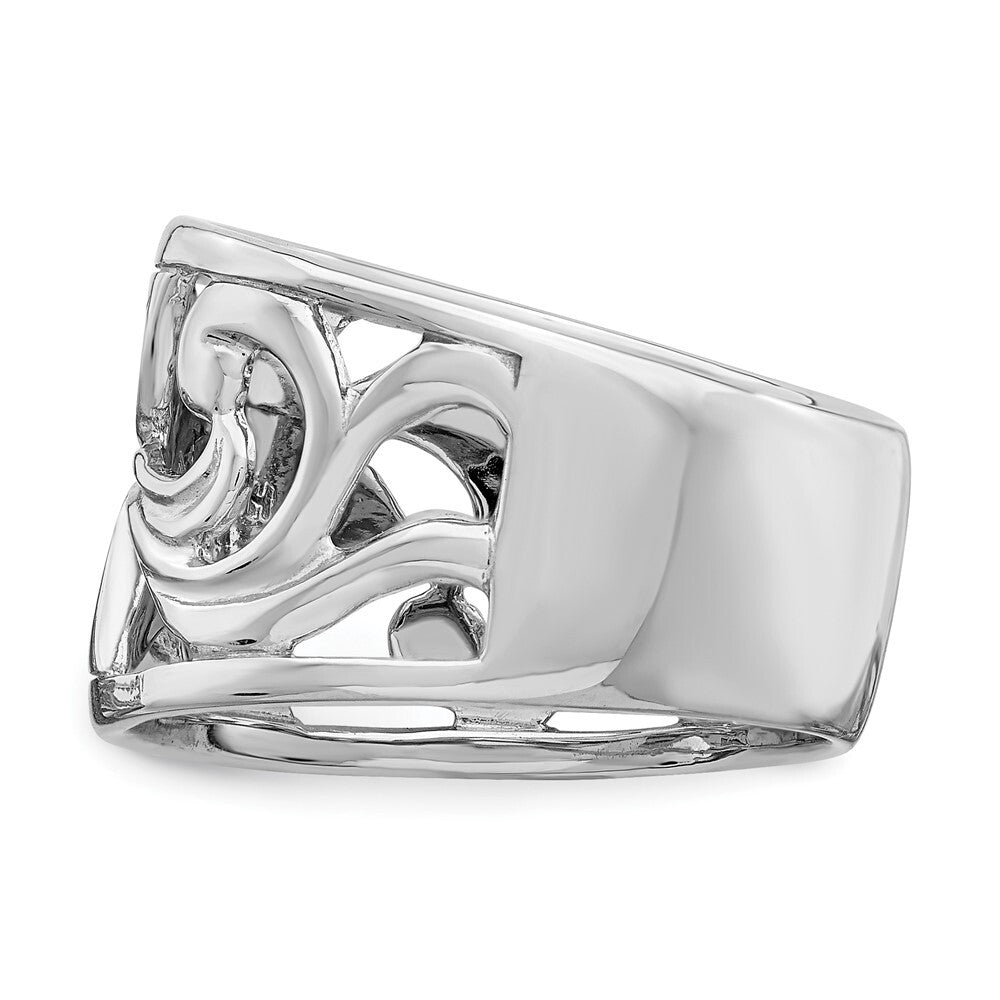 Sterling Silver Rhodium-plated Flower Ring Size 7