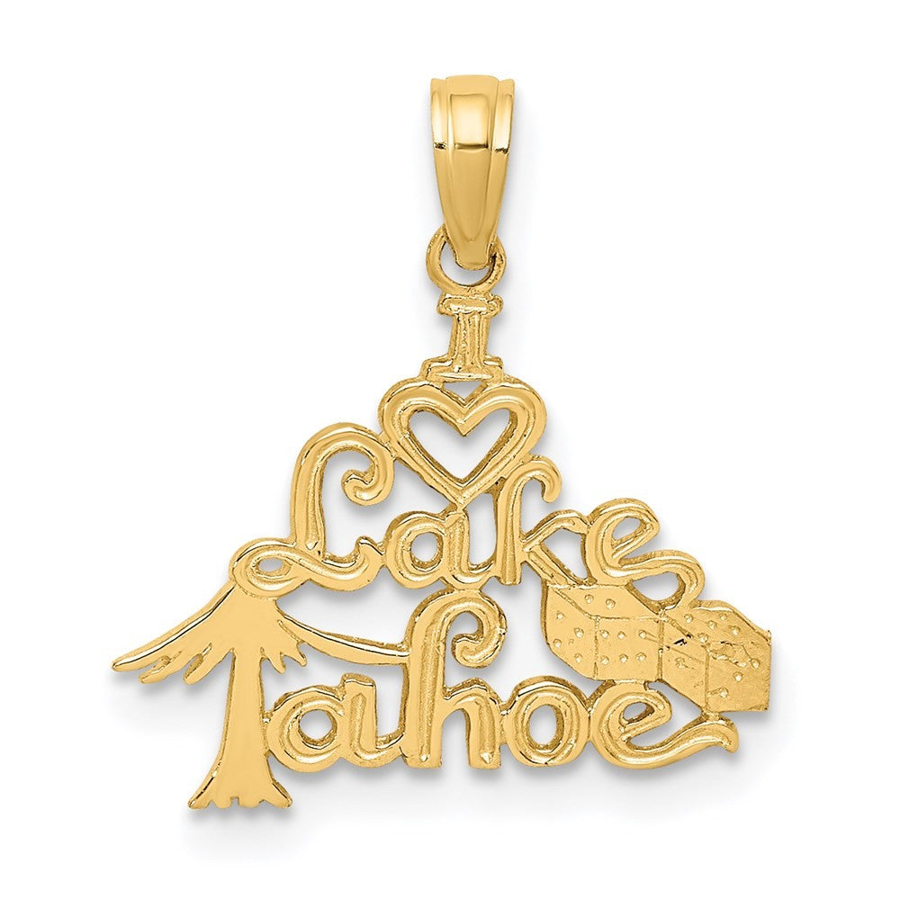 14k Yellow Gold Polished I HEART LAKE TAHOE Charm