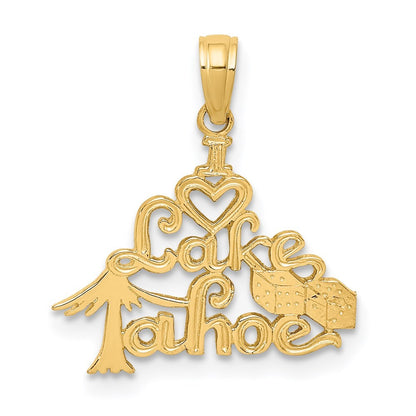 14k Yellow Gold Polished I HEART LAKE TAHOE Charm
