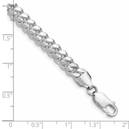 Sterling Silver Rhodium-plated 6.4mm Polished Domed Curb Chain Bracelet