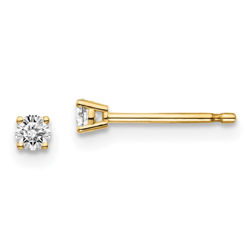 14y .10ct. I1 J-K Diamond Stud Push-on Earrings