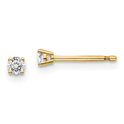 14y .10ct. I1 J-K Diamond Stud Push-on Earrings