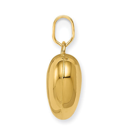 14k Yellow Gold Polished 3-D Puffed Heart Pendant