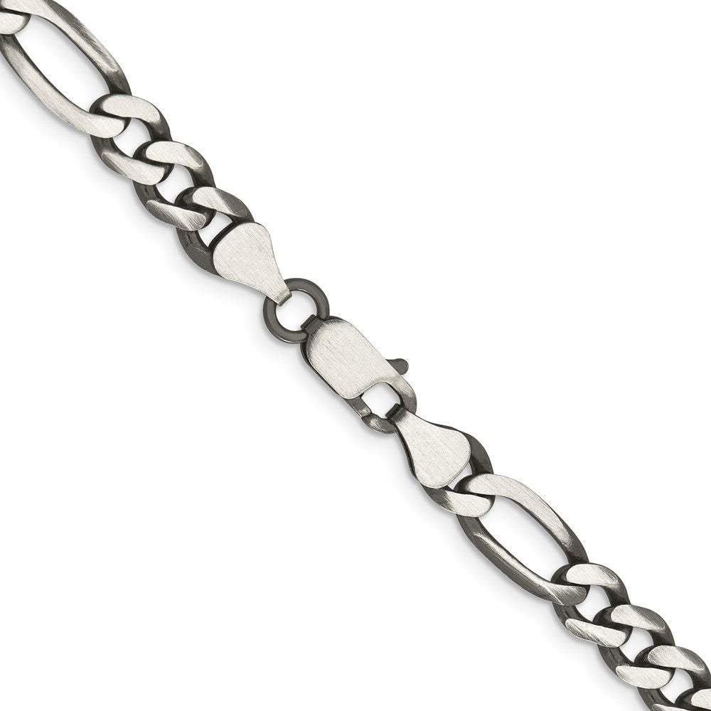 Sterling Silver Antiqued 6.5mm Figaro Chain Necklace