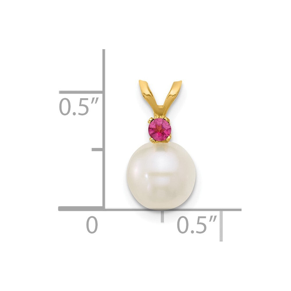 14k Yellow Gold 7-7.5mm Freshwater Cultured Pearl & Pink Topaz Pendant