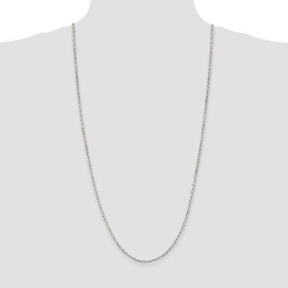 Sterling Silver 2.75mm Beveled Oval Cable Chain Holiday Gift for Women