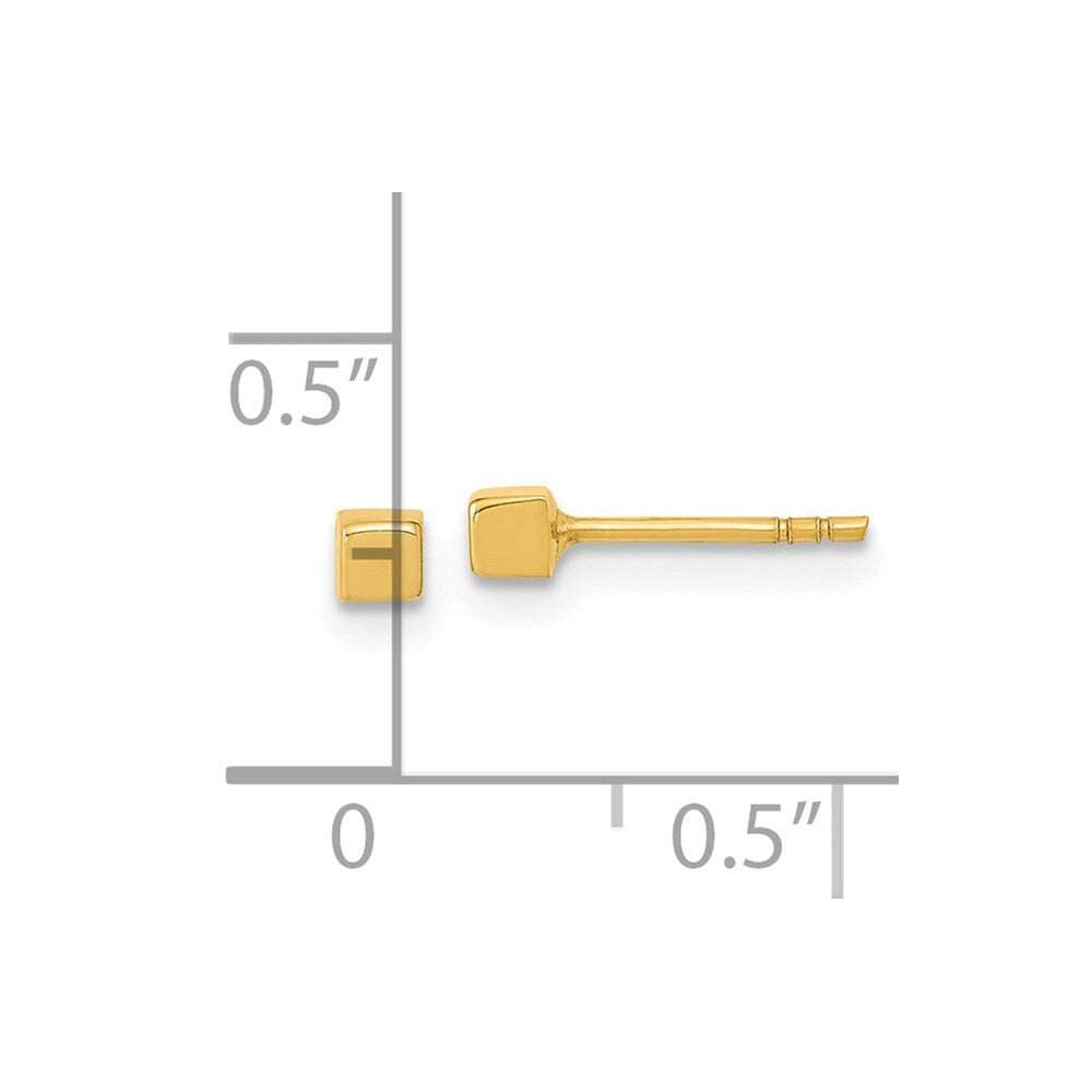 14k Yellow Gold Polished Cube Stud Earrings Gift for Women